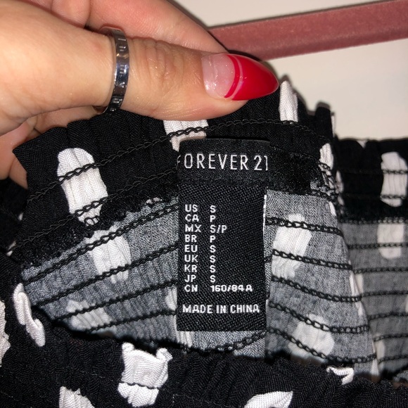 Black and white polka dot tube top with straps - Picture 3 of 3